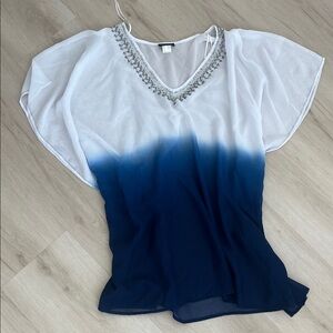 VENUS White and Blue swim coverup